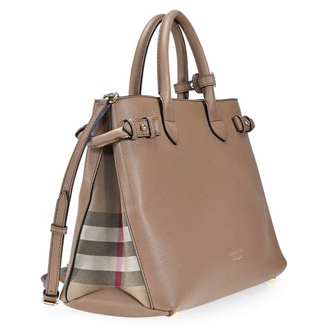 medium leather and house check tote bag burberry|burberry banner house.